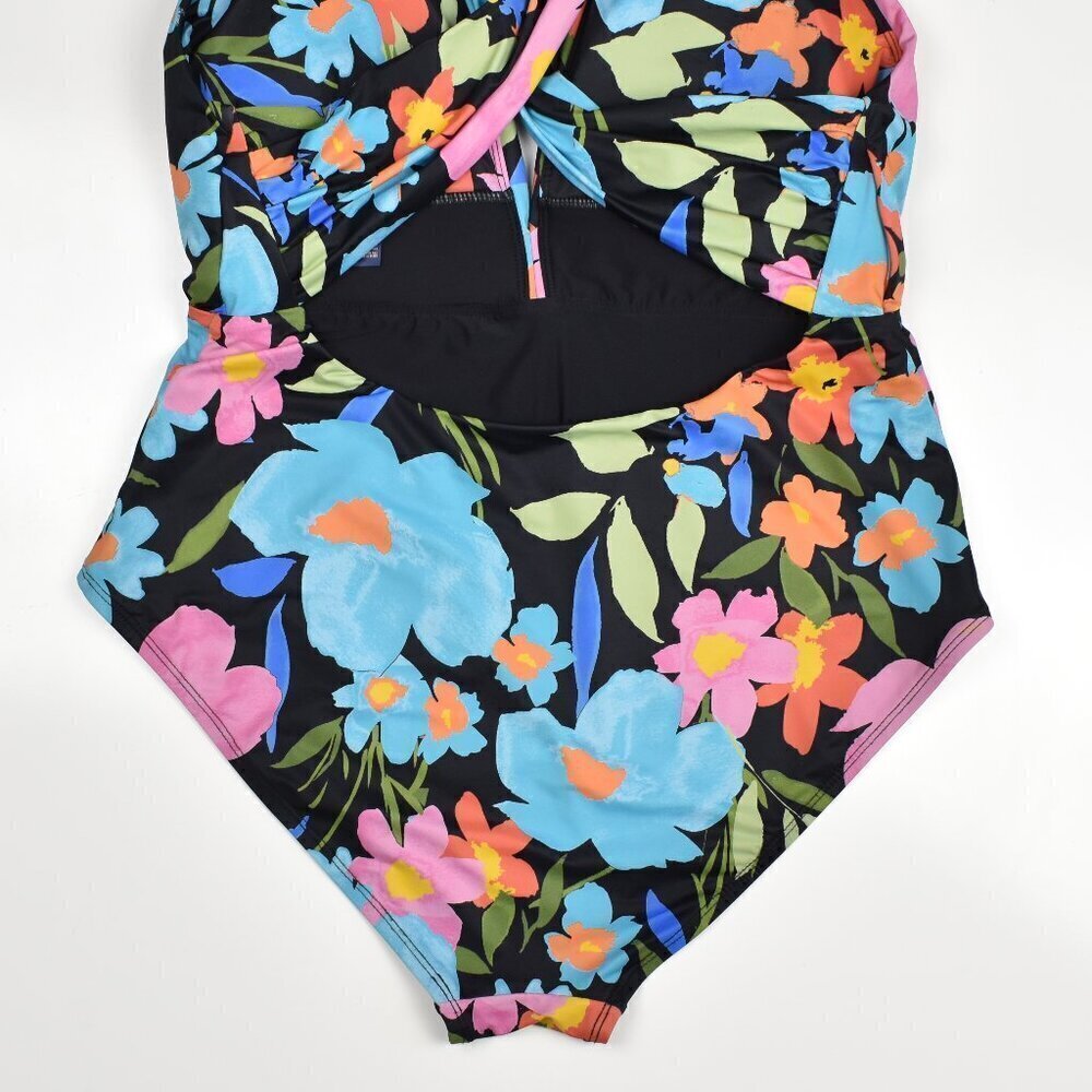 Swim RX Floral Plunge Twist Back One Piece Swimsuit - XL - Picture 4 of 7